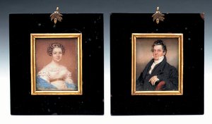 Zwei Miniaturen von Kapitän Arent Schuyler de Peyster und seiner Frau Sarah Macomb