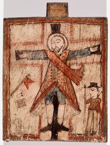 Uniformierte Figur am Kreuz