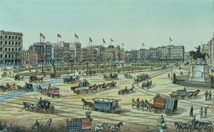 Union Square und Fourteenth Street bis Seventeenth Street, aus einer Serie von 48 Ansichten von New York und Umgebung, veröffentlicht von Charles Magnus