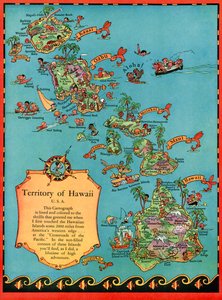 Vintage-Touristenkarte von Hawaii von American School