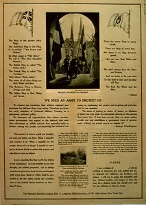 Wir brauchen eine Armee, um uns zu schützen, Propagandabroschüre der National Security League, ca. 1914-18 von American School