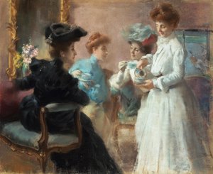 Teestunde in meinem Wohnzimmer in der Via Senato von Amerino Cagnoni