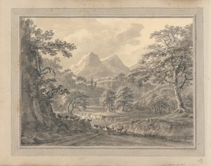 Gebirgslandschaft mit Ziegen von Amos Green