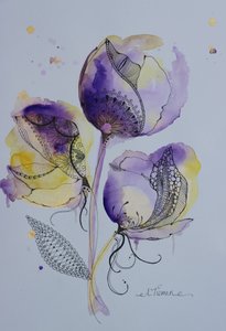 Elegante Aquarell Kritzelblumen
