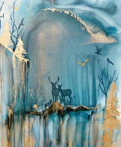 Magische Wald-Hirschfamilie von Amy Tieman