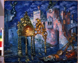 Venedig, Bühnenbild für das Stück La Locandiera von Carlo Goldoni (1707-1793). Gemälde von Anatoli Afanasyevich Arapov (1876-1949)