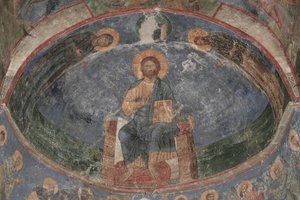 Christus als Weltenretter auf dem Thron, 12. Jahrhundert von Ancient Russian frescos