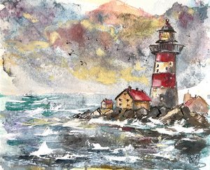 Stürmische Leuchtturm-Küste