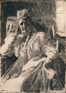 Eine Radierung der Königinwitwe von Schweden, um 1909
