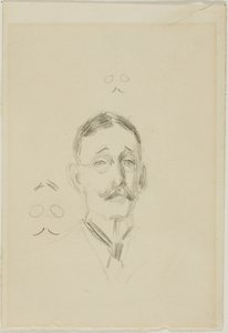 Kopf eines Mannes mit Brille mit zwei Skizzen von Anders Zorn