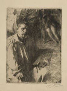 Selbstbildnis mit Modell II von Anders Zorn