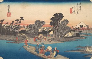 Fähre über den Rokugo-Fluss, ca. 1834 von Ando Hiroshige
