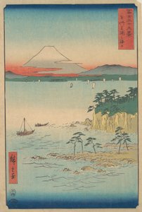 Fuji von Miura, Sagami Soshu Miura no Kaijo, aus der Serie Sechsunddreißig Ansichten des Berges Fuji, 1858