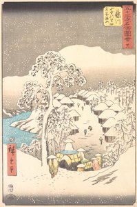 Fujikawa, ein Dorf in den Bergen, früher Miyajiyama genannt, 1855 von Ando Hiroshige