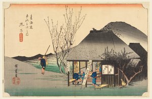 Mariko-Teestube, in Die dreiundfünfzig Stationen der Tokaido-Straße von Ando Hiroshige