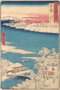 Morgen nach einem Schneefall, der Sumida-Fluss, Provinz Musashi, aus der Serie Ansichten von Ando Hiroshige