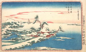 Neujahrssonnenaufgang nach Schnee in Susaki, ca. 1831