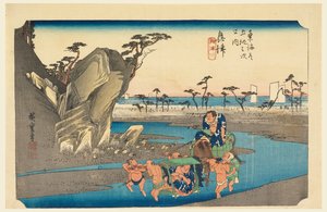Okitsu-Fluss, in Die Dreiundfünfzig Stationen der Tokaido-Straße (Tokaido Gojusan Tsugi-no Uchi) von Ando Hiroshige
