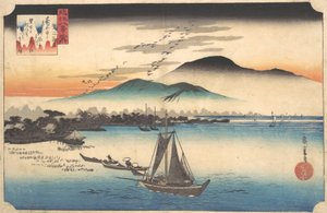 Rückkehrende Gänse bei Katada, 19. Jahrhundert von Ando Hiroshige
