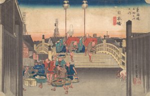 Stationen Eins: Morgenansicht von Nihonbashi, ca. 1833-34 von Ando Hiroshige