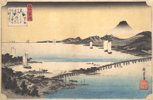 Abendglühen in Seta Seta sekisho, aus der Serie Acht Ansichten der Provinz Omi, 1834-35 von Ando Hiroshige