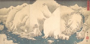 Die Kiso-Berge im Schnee, datiert 8. Monat des Schlangenjahres, 1857 von Ando Hiroshige