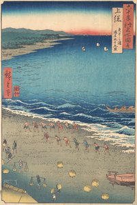 Yasashi-Strand, bekannt als Kujukuri, Provinz Kazusa, aus der Serie Ansichten berühmter Orte, ca. 1853