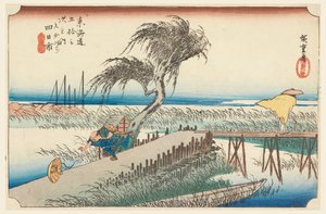 Yokkaichi, Flussszene, in Die dreiundfünfzig Stationen der Tokaido-Straße (Tokaido Gojusan Tsugi-no Uchi)