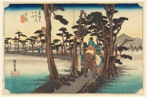 Yoshiwara, Fuji, Rückansicht, in Die dreiundfünfzig Stationen der Tokaido-Straße von Ando Hiroshige