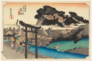 Yugoyoji-Tempel (Fugisawa), in Die dreiundfünfzig Stationen der Tokaido-Straße (Tokaido Gojusan Tsugi-no Uchi) von Ando Hiroshige