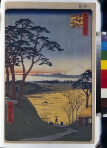 Hundert berühmte Ansichten von Edo: Großvaters Teehaus in Meguro (1856-1858) von Ando or Utagawa Hiroshige