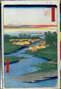 Hundert berühmte Ansichten von Edo: Horie und Nekozane von Ando or Utagawa Hiroshige
