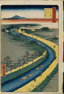 Schleppboote auf dem Yotsugi-dori-Kanal (Hundert berühmte Ansichten von Edo)