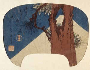 Fächerdruck: Kiefer & Mt. Fuji von Ando or Utagawa Hiroshige