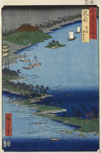 Hako-Vorgebirge in der Provinz Chikuzen, Nr. 59 aus der Serie Bilder berühmter Orte in den sechzig Provinzen, 1855 von Ando or Utagawa Hiroshige