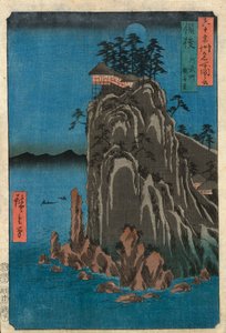 Haus auf einer Klippe bei Nacht von Ando or Utagawa Hiroshige