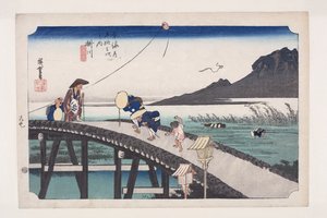Kakegawa: Blick auf den Akiba-Berg von Ando or Utagawa Hiroshige