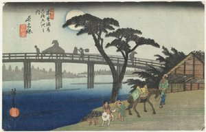 Nagakubo, Nr. 28, aus der Serie Neunundsechzig Stationen der Kisokaido-Straße, 186-38 (Farbholzschnitt) von Ando or Utagawa Hiroshige