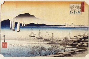 Rückkehrende Segel bei Yabase von Ando or Utagawa Hiroshige