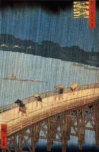 Plötzlicher Regenschauer (yudashi) auf der Ohashi-Brücke, Japan, Gravur von Ando Hiroshige