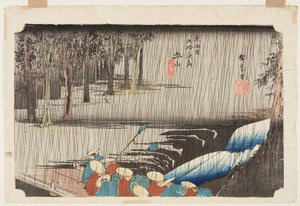 Tsuchiyama: Frühlingsregen (Tsuchiyama, haru no ame) von Ando or Utagawa Hiroshige