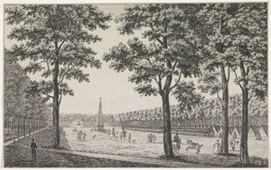 Ansicht des französischen Lagers auf dem Malieveld in Den Haag zur Feier der Thronbesteigung von Ludwig Napoleon von André