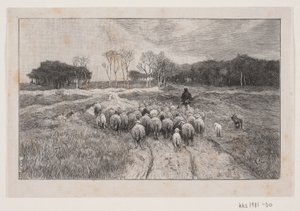 Landschaft mit Schafen und Hirten