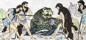 Odyssee von Homer: „Menelaos kehrt aus dem Trojanischen Krieg zurück und fängt mit seinen Gefährten den Gott Proteus auf der Insel Pharos“