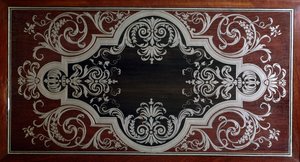Dekoration auf der Innenseite der Ebenholzschranktür, von Andre-Charles Boulle, Frankreich