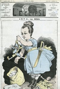 1874: Eine Frau manipuliert eine Puppe. Titelblatt in "L