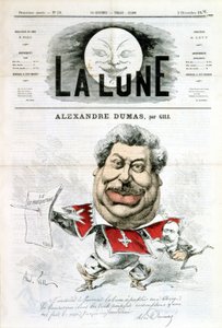 Karikatur und Autogramm von Alexandre Dumas - von Gill in „La Lune“ vom 02.12.1866 von Andre Gill