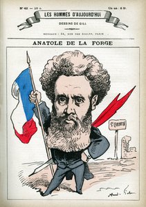 Porträt von Anatole de la Forge (1821-1892), französischer Politiker und Militär. Karikatur von Gill, in "Les Homme d