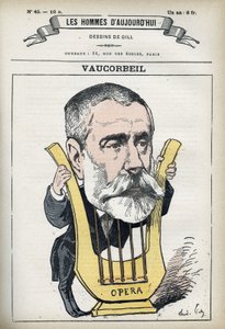 Porträt von Auguste Emmanuel Vaucorbeil (1821-1884), französischer Komponist und Direktor der Pariser Oper. Karikatur von Gill, Paris von Andre Gill