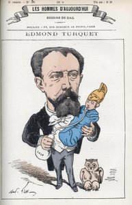 Porträt von Edmond Henri Turquet (1836-1914), französischer Politiker, er war Abgeordneter des Aisne von 1871 bis 1889. Karikatur von Gill, Paris